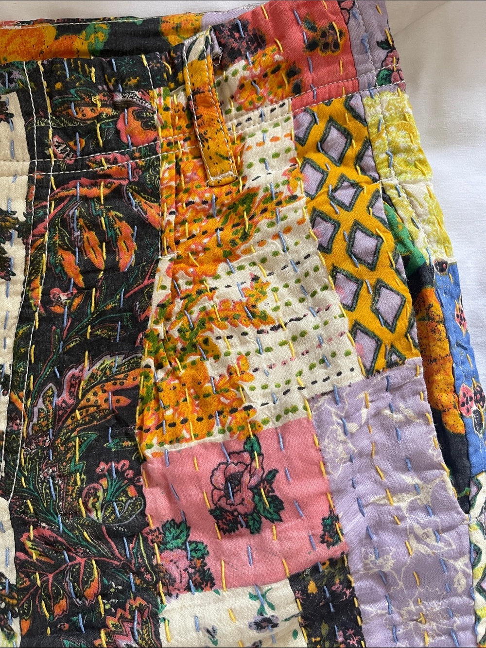 Free People Roads Merge Straight leg Patchwork Pants with Multicolor Quilt Print - Picture 7 of 7